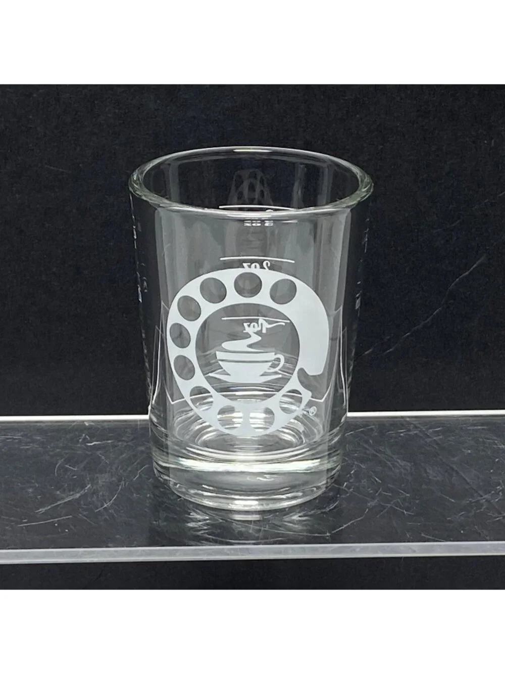 Libbey Espresso Shot Glass With Measurement Markings Wake Up Call Logo 3 oz